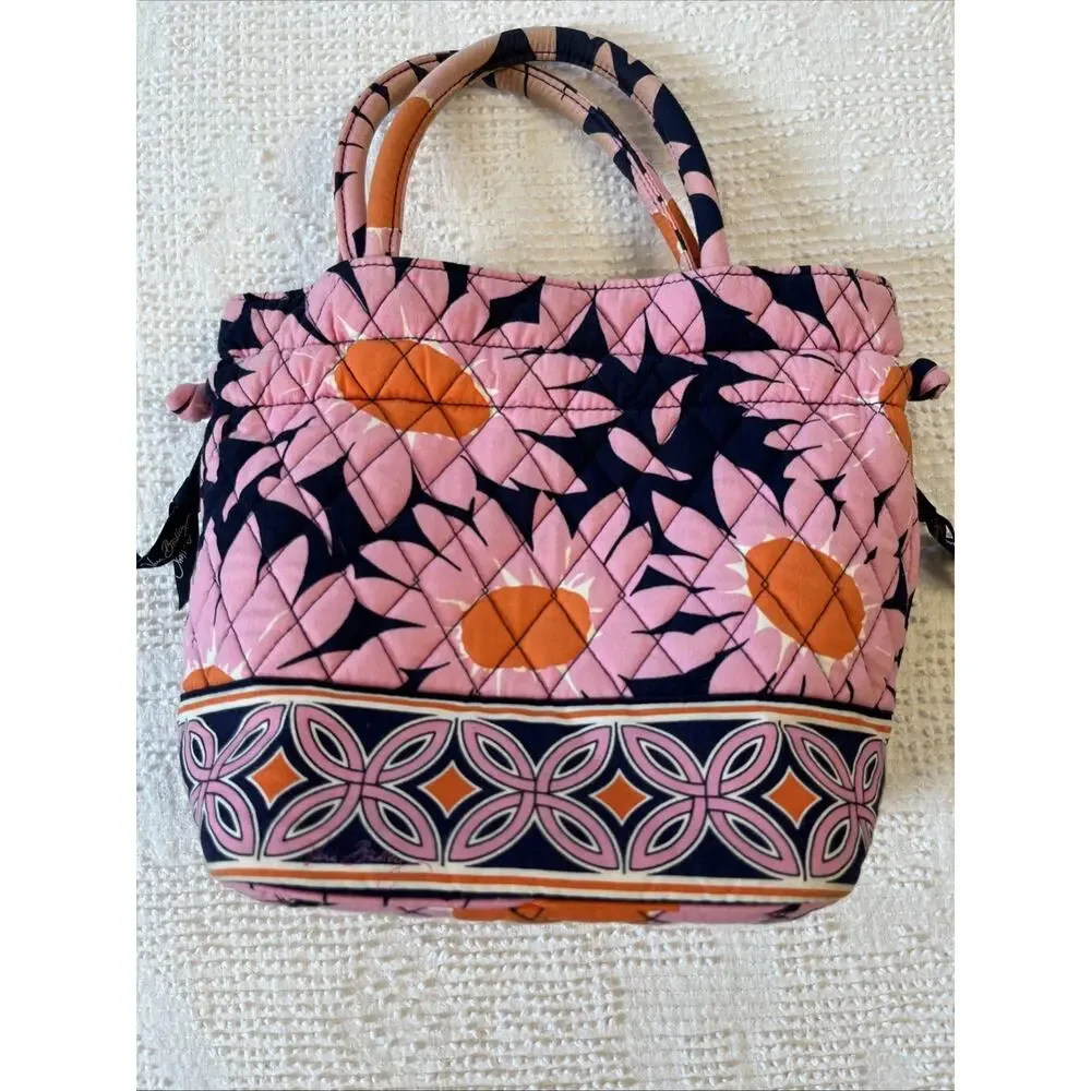 Vera Bradley Quilted Pink Floral Cinch Drawstring Handbag Bucket Bag Shoulder